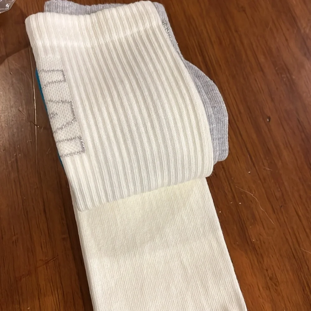Adidas Ivy Park Socks x 3 pair Silver Sparkle Blue new Womens Size Large 10-11.5